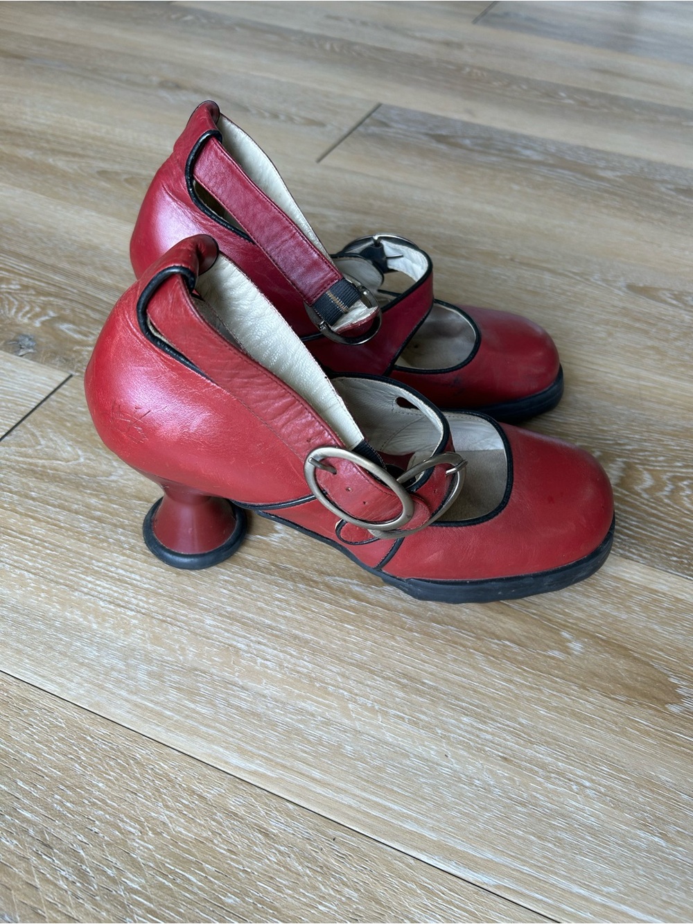 John Fluevog Mini Dollface Red Mary Jane Heels 10